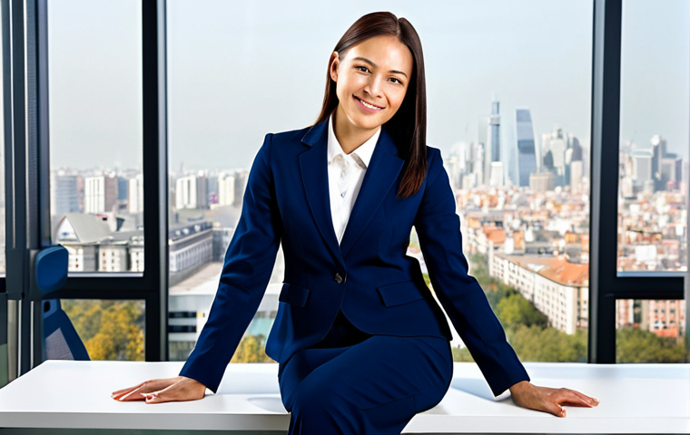 Professional Businesswoman**

"A professional businesswoman in a modest, dark blue business suit, sitting at a clean desk in a modern, bright office with large windows overlooking a cityscape. Fully clothed, appropriate attire, safe for work. Perfect anatomy, correct proportions, well-formed hands, proper finger count, natural body proportions. Professional photography, high quality, family-friendly."

**